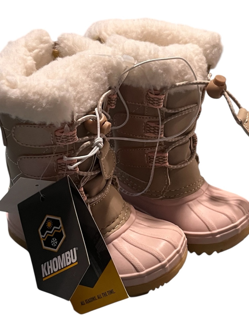 Khombu Taupe and Pink Girls Winter Boots